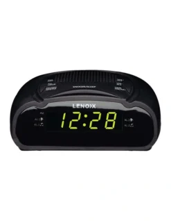 Alarm Clock & Radio With Green LED Time Numbering In Black
