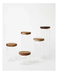 Glass Storage Jar With Acacia Lid 700ml In Clear -Furniture Series Store 961810480 6 720x928