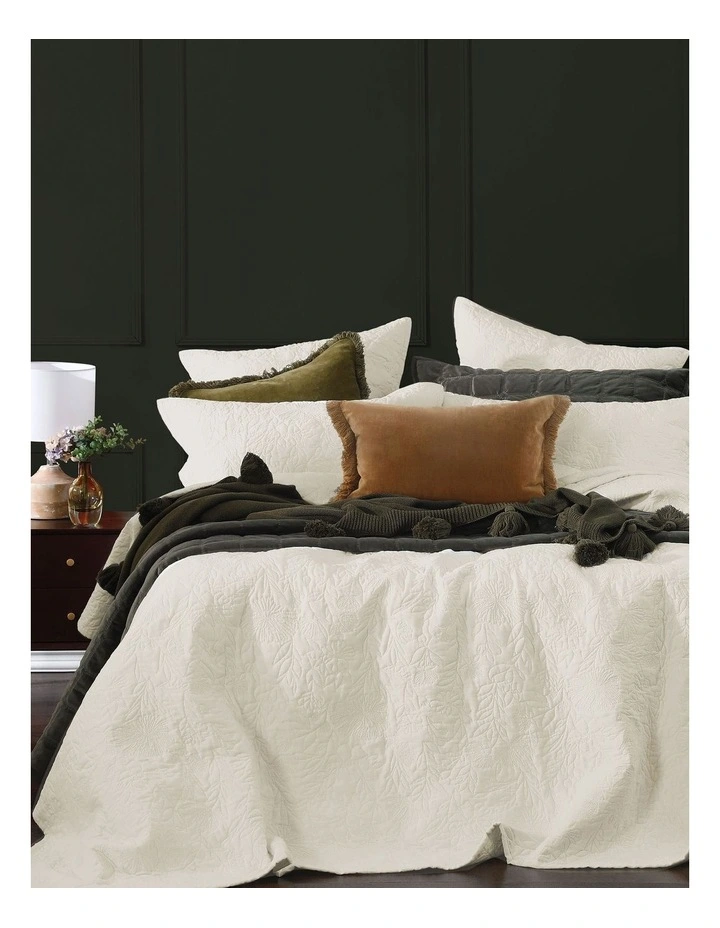 Lourdes Bed Cover Set In Ivory 3 Lourdes Bed Cover Set In Ivory