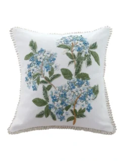 Posy Cushion In White/Blue