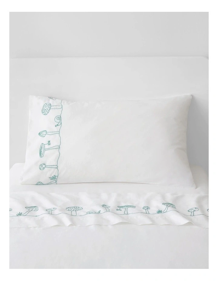 Kids Mushroom Garden Embroidered Flat Sheet Set In White 3 Kids Mushroom Garden Embroidered Flat Sheet Set In White