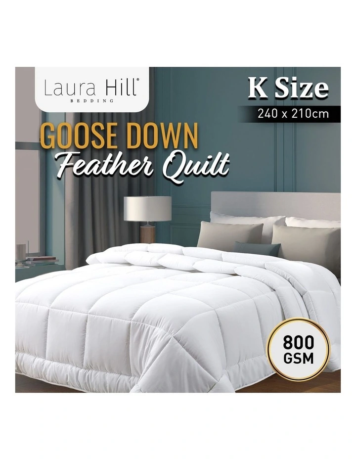Goose Down Feather 800GSM Comforter Doona King In White 5 Goose Down Feather 800GSM Comforter Doona King In White - Image 3