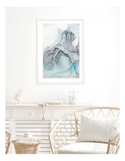 Profile Australian Made Blue Black Abstract Ink 1 Art Print A3 White Frame -Furniture Series Store 995232250 3 720x928